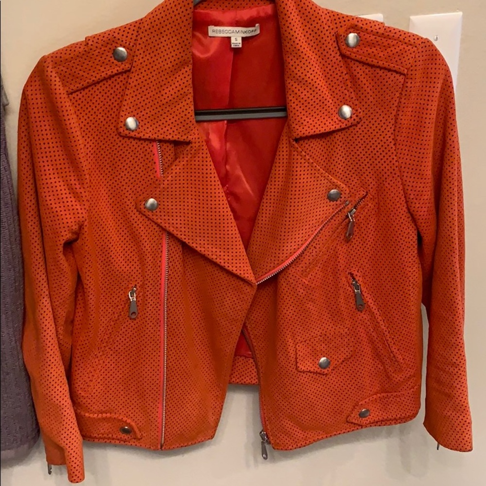 Burnt orange perforated suede Jacket!!